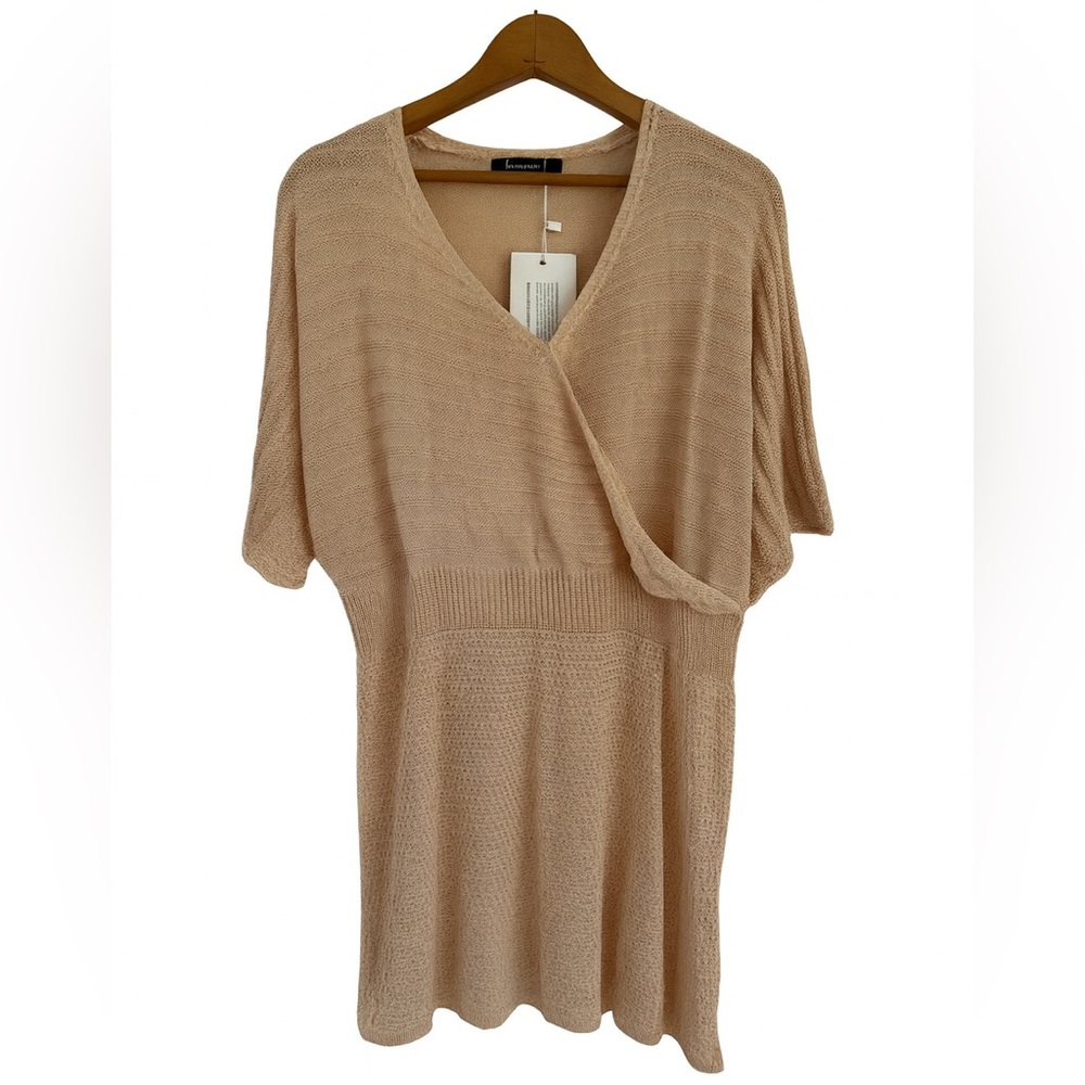 BloomChic Beige Waffle Knit Wrap‎ Top Women’s Size 12 NWT 30” Length